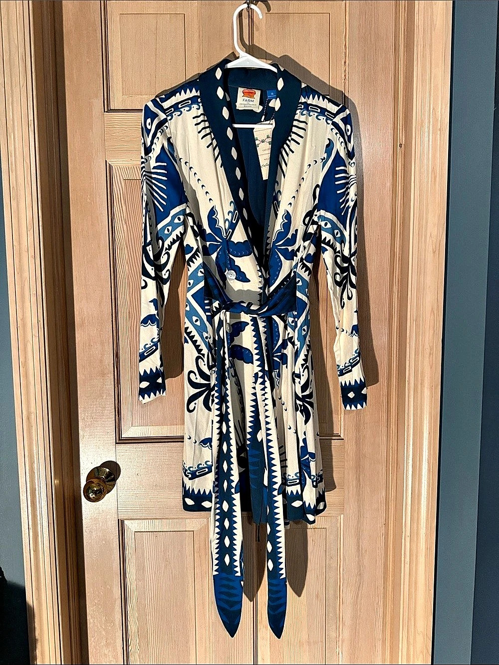FARM Rio Blue & White Printed Mini Dress